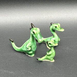 Vintage Hagen Renaker Green Dragon Miniatures Mother Father Baby Family Mythic